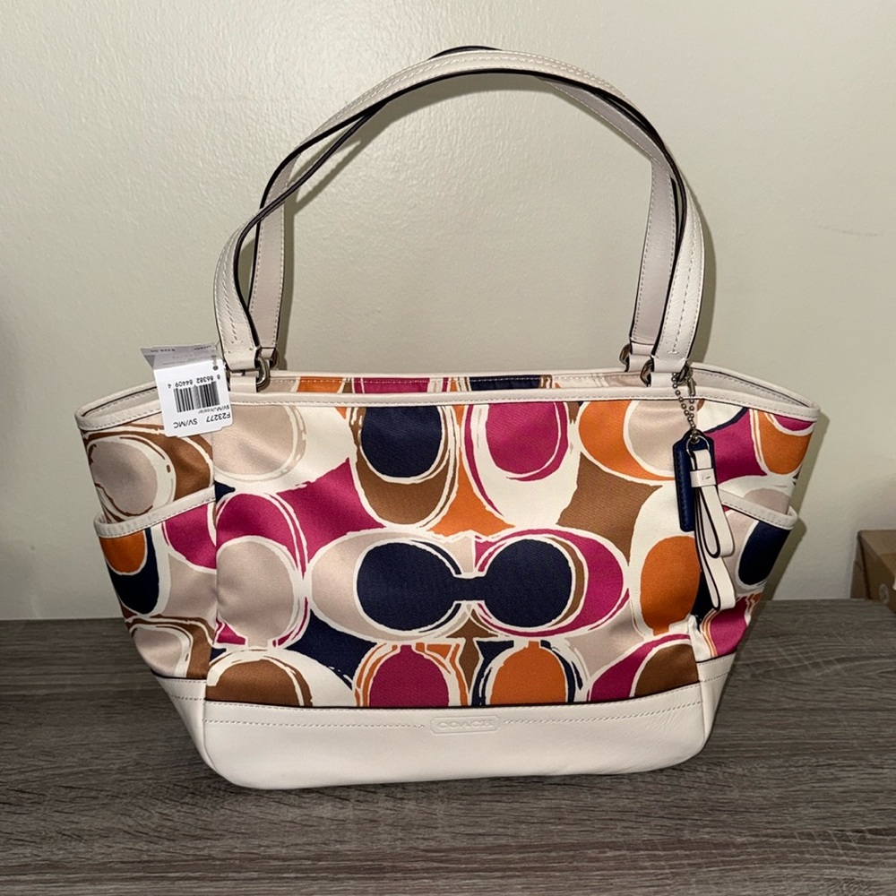 Coach Signature Multi-Color Canvas & Leather Tote Bag - F23277 NWT